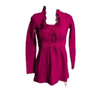 Anthropologie Charlie & Robin Alice In Autumn Red Felted Cardigan Coat SZ XS